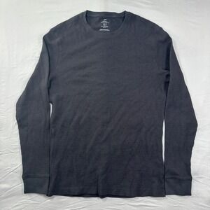 H&M  Slim Fit Waffle Knit Jersey Shirt Crew Neck Men's M Black Minimalist